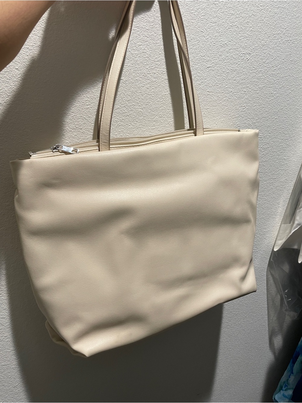 Target Cream Tote Bag with Top Zip